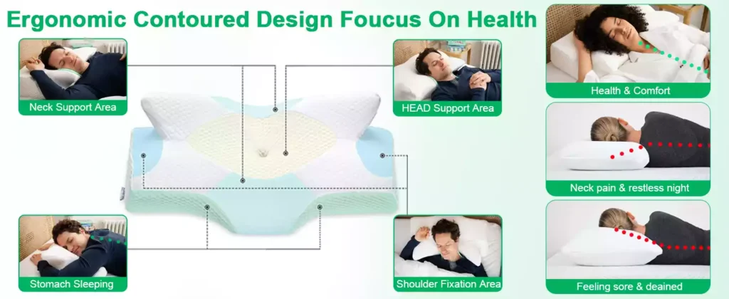 Elviros Cervical Memory Foam Contour Pillow